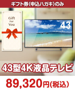 ギフト券景品　43型4K液晶テレビ