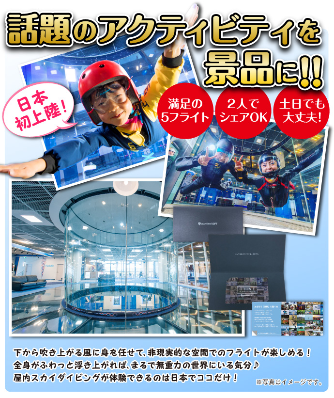 日本初上陸!屋内スカイダイビング(5フライト)