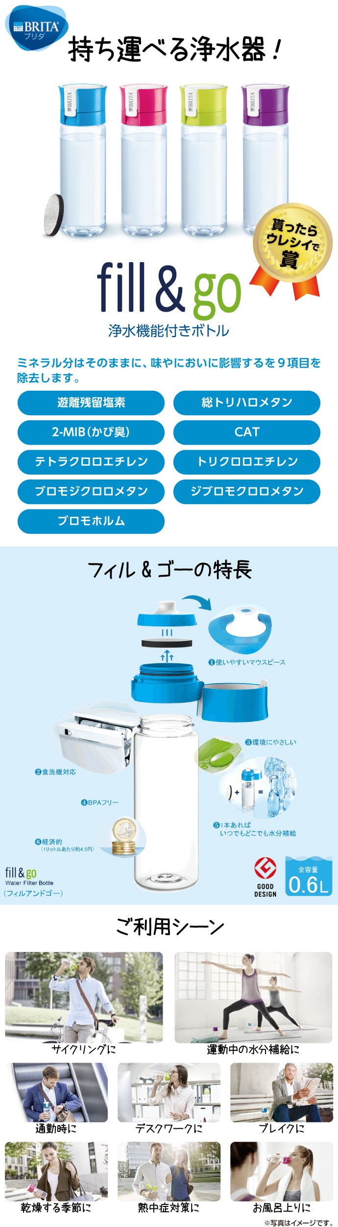 BRITA浄水機能付きボトルfill&go(フィル&ゴー)【現物】