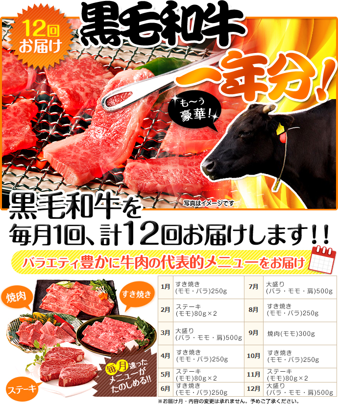 お肉一年分 黒毛和牛 雅コース