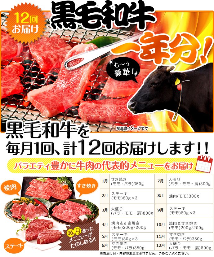 黒毛和牛一年分 雅コース(ミニ型抜きパネル付)