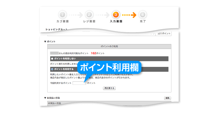 ポイント入力画面