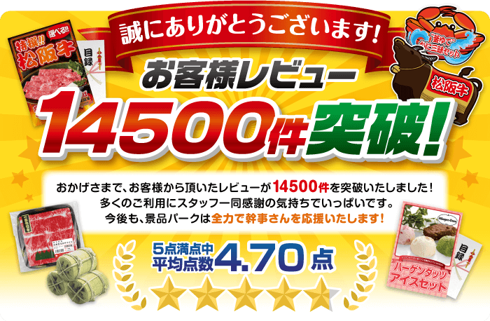 景品パーク お客様レビュー14500件突破！