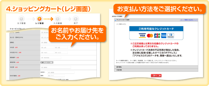 購入者情報の入力とお支払い方法の選択