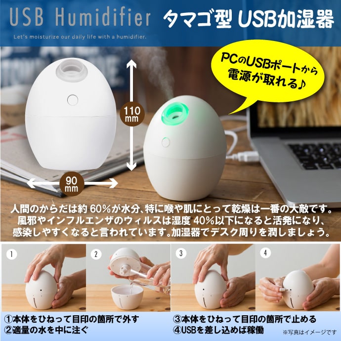 タマゴ型USB加湿器【現物】