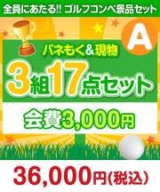 【ゴルフコンペ賞品17点セット】3組12名様：会費3,000円（全員に当たる！）Aコース