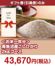 【ギフト券】＜お米一年分＞南魚沼産こしひかり2kgコース  ギフト券景品 