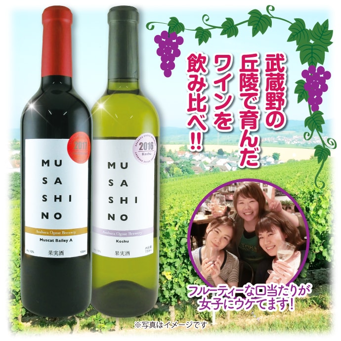 武蔵野ワイン飲み比べ(赤・白)