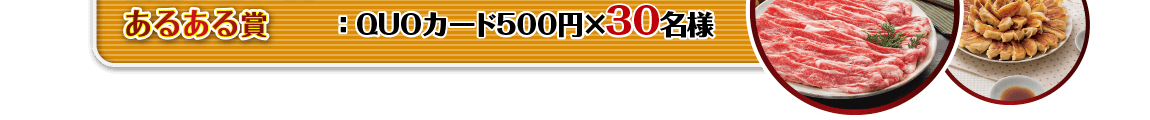 あるある賞：ＱＵＯカード500円×30名様