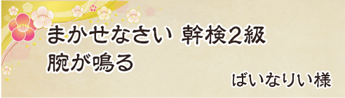 まかせなさい　幹検２級　腕が鳴る